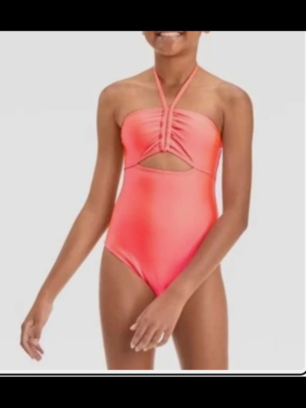 Art Class Girls One Piece Bathing Suit. Fluorescent Orange. Size S(6/7) & M(8)
